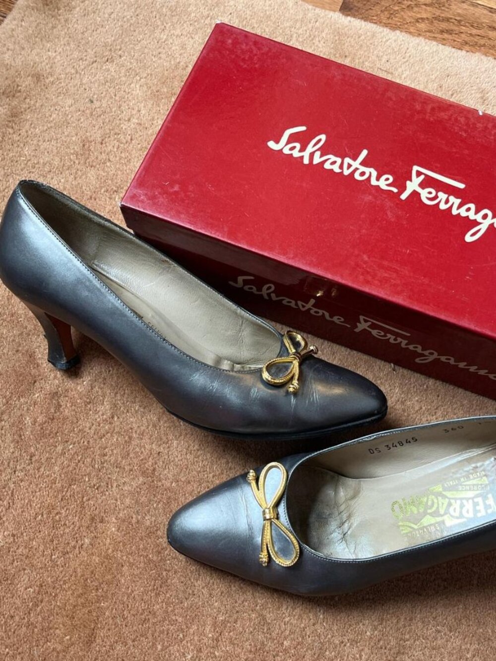 Salvatore Ferragamo silver pumps